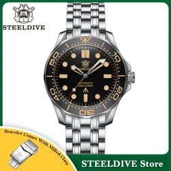 STEELDIVE SD1957 Steel Bracelet 42MM Vintage Ceramic Bezel 200M NH35 Luminous Sapphire Glass Automatic Men Dive Watch Reloj