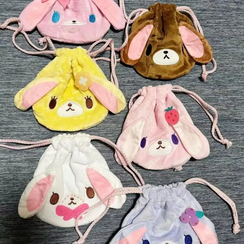 Kawaii Sugarbunnies Bunny Makeup Bag Cute Large Capacity Drawstring Bag Portable Sundry Items Cosmetics Storage Bag Friend Gift