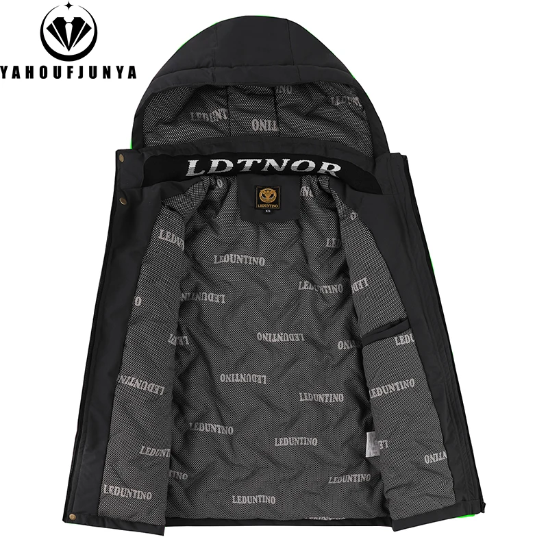 Męska zimowa kurtka outdoorowa wiatroodporna ciepła podróżna z kapturem casualowa modna sportowa wodoodporna kurtka do wspinaczki trekkingowej płaszcz męski