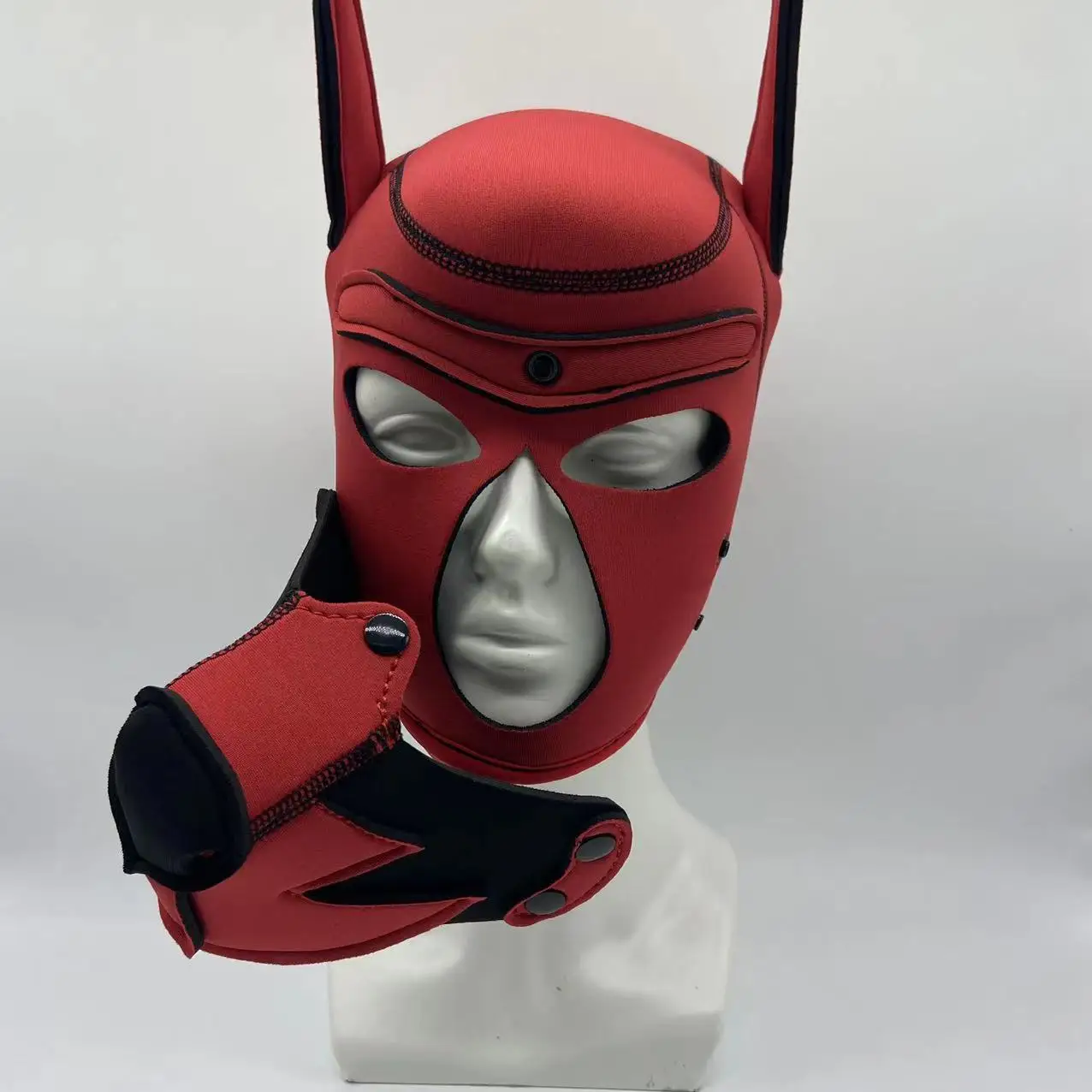 New Pet Role Play Fetish Costumes Accessories of Black Red Dog Hood Mask with Puppy Neck Collar Dog Tail Paw Crawling Sex Toys