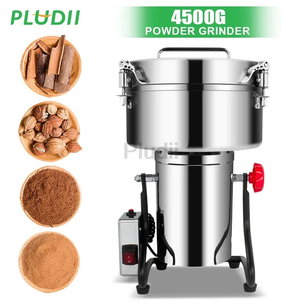 4500G Powder Grinder 5000W High Speed Spice Grinder Grain Crusher Large Commercial High Capacity Stainless Steel Coffee Grinder