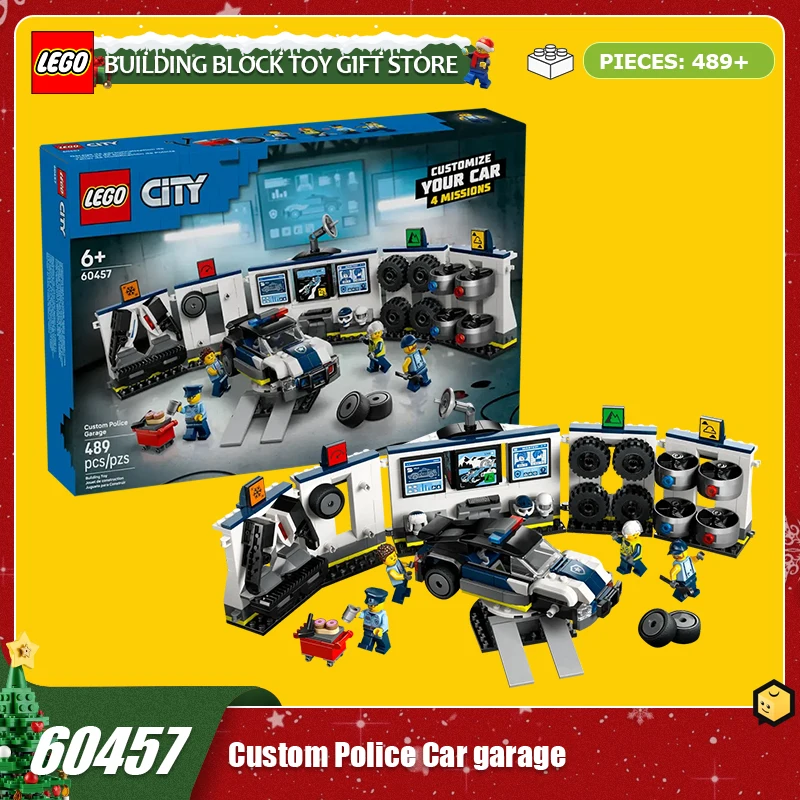 LEGO – blocs de construction série urbaine 60457, voiture de Police personnalisée, Garage, jouets pour garçons et enfants, cadeaux d'anniversaire et de noël