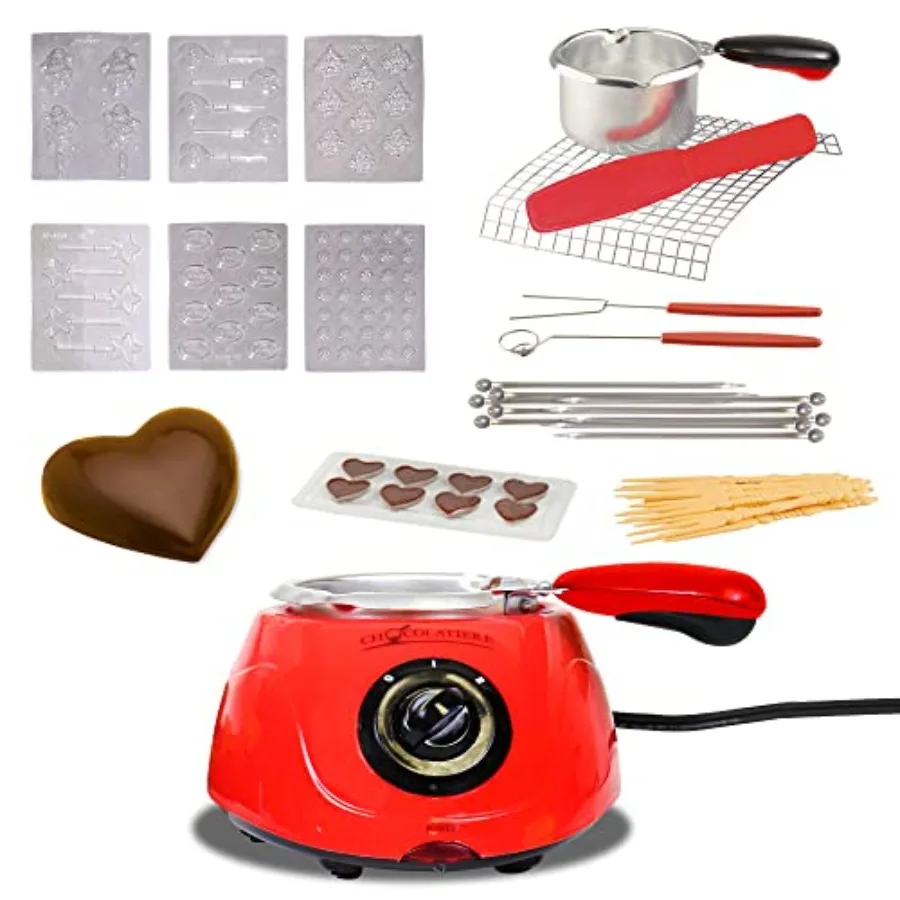 

Электрическая фондюшница Total Chef Single Pot Chocolate Melter для плавления шоколада и конфет, с 32+ аксессуарами, на одну порцию (темный или белый шоколад)