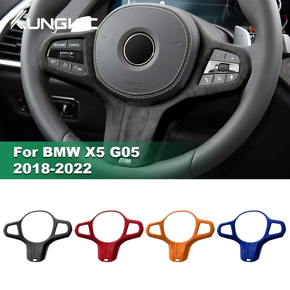 

Italy Super Suede Car Steering Wheel Cover Trim For BMW X5 G05 2018 2019 2020 2021 2022 Turn Fur Interior Accessories