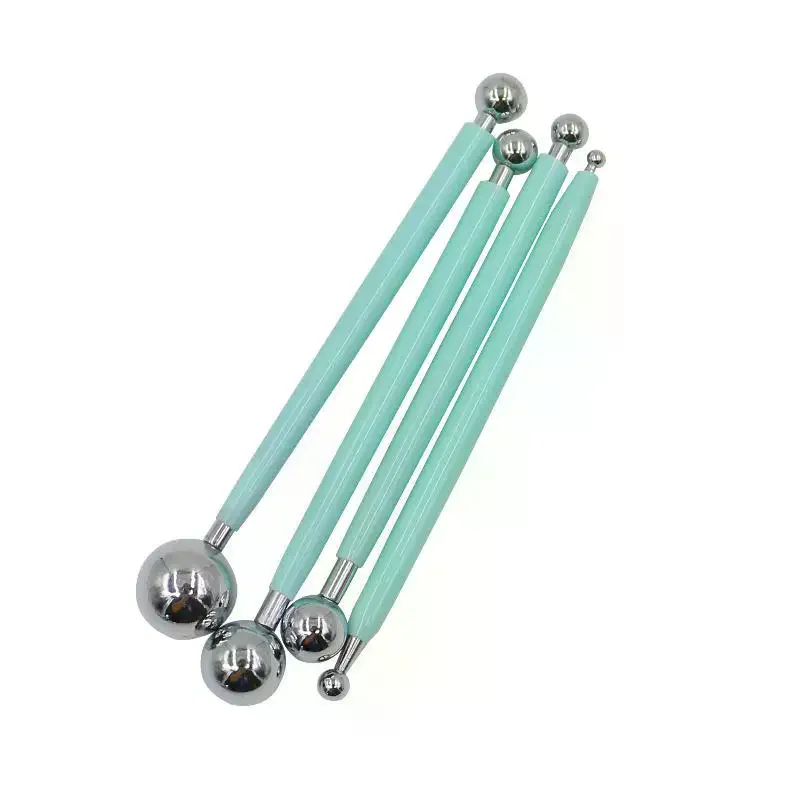 4 Pcs Point Drill Creasing Pen Embossing Pattern DIY Spiral Double Head Clay Sculpting Tools With Ball Styluses