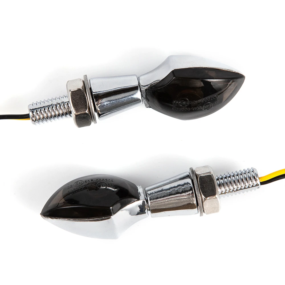 Chrome/Black Motorcycle Mini Bullet Turn Signal Indicator Light Turn Lights  For Cafe Racer Cruiser Chopper