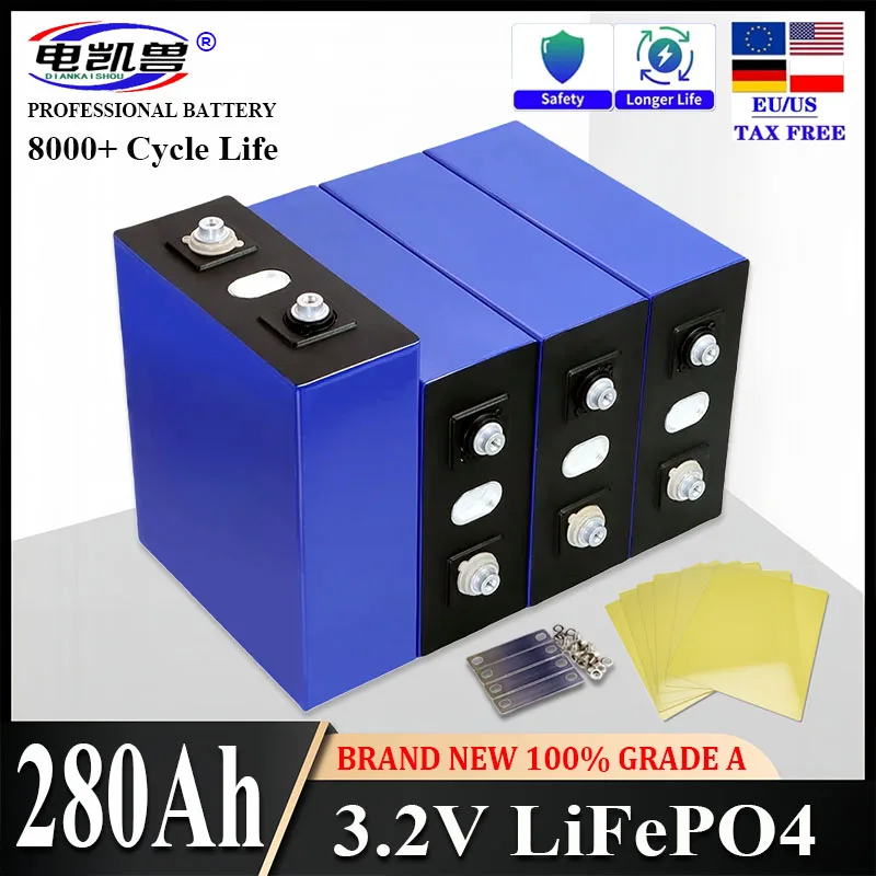 

New Lifepo4 Battery 280AH 12V 24V Grade A Batteries Pland Stock Battery 8000 Cycles Lifepo4 Prismatic CellsFor Solar Cells