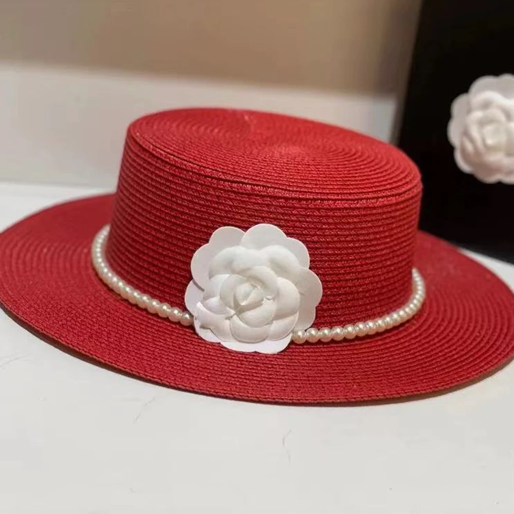 

New style ladies summer flat hat sun hat beach hat wedding tea party elegant wedding with pearl headdress 모자