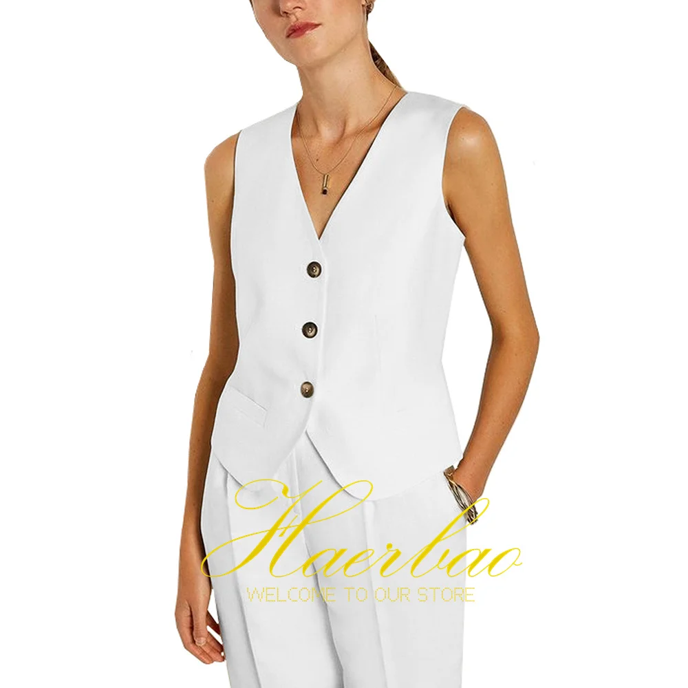 2023 New Light Pink Women\'s Suit V-neck Vest Pants 2-piece Set Slim Design Casual Clothes Office Lady Outfit костюм женский