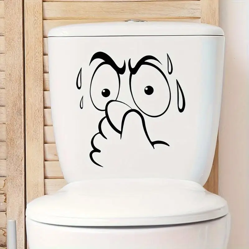Funny Toilet Lid Sticker - Self-Adhesive Bathroom Decor With Expressive Face,No Residue Removable Toilet Cover, For Decor