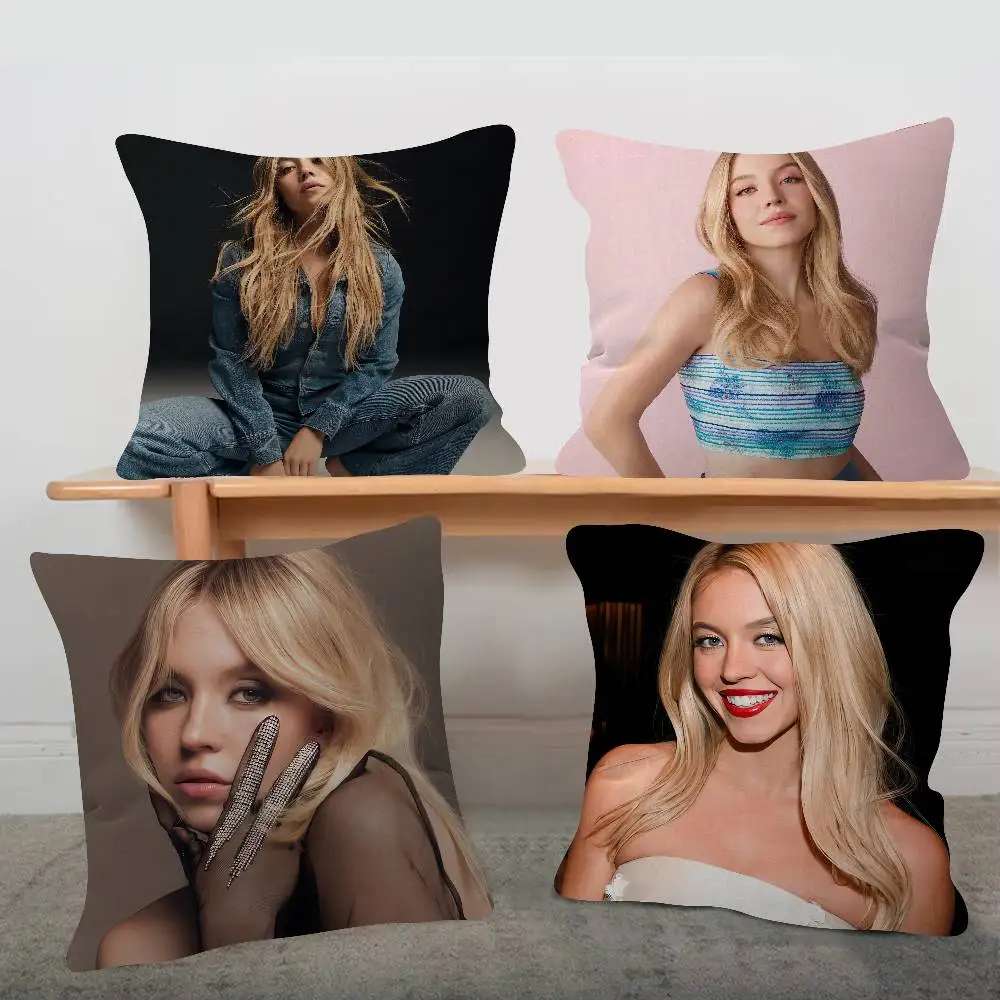 Actor Sydney Sweeney Game For Cartoon Print Peripheral Pillow Case Cushion Cover Home Decor Birthday Gift Pillowcover