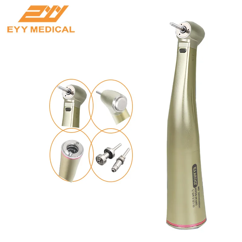 EYY 1:5 Mini Head Push Button Low Speed Fiber Optic Contra Angle Handpiece Dental Equipment With Red Ring Dentist Tools