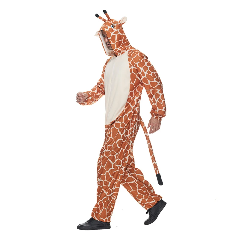 Zawaland Giraffe Cosplay Costume with Tail Cartoon Halloween Animal Party Clothes Man One-Piece Pajamas Cute Jumpsuit Outfit