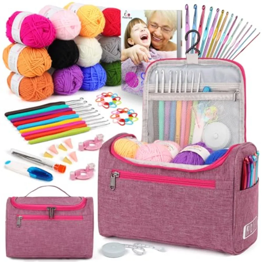 

Crochet Kit for Beginners Young and Old First Crochet Kit for Adults Include 23pcs Crocheting Hooks 655 Yards Yarn Set Instruct