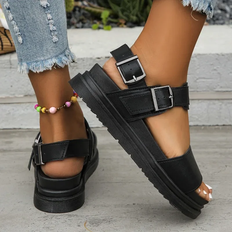 2024 new flat sandals women sandals muffin bottom Roman style casual thick soled women shoes sports