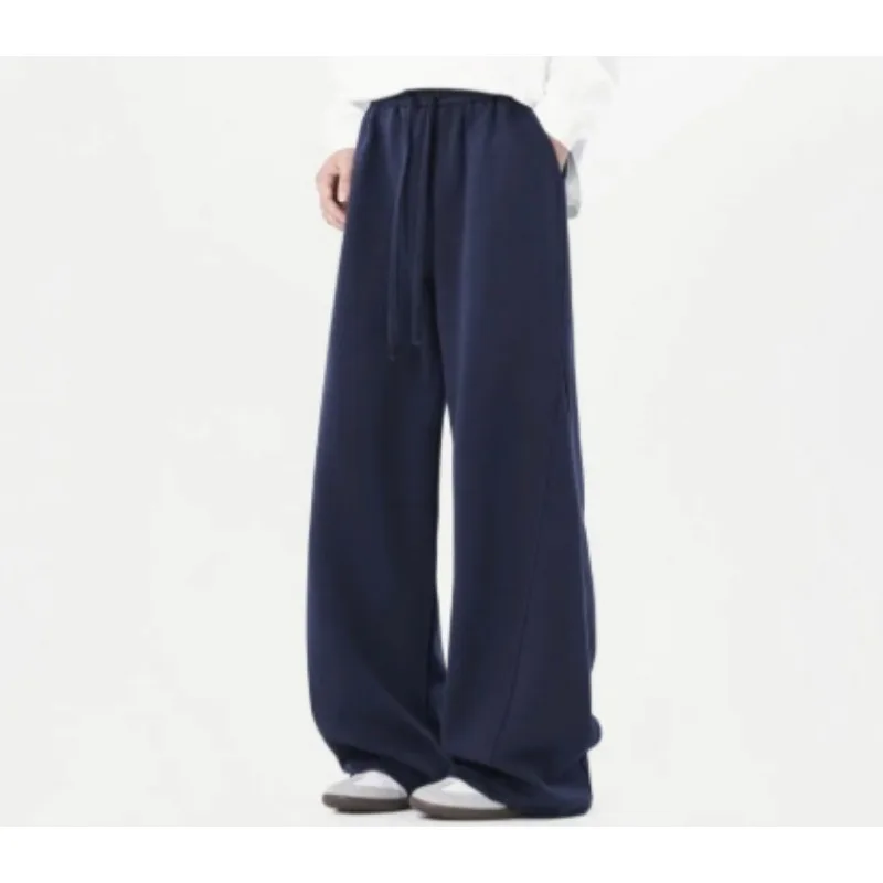 American Style Men's Autumn Trendy Brand Spliced   wide-leg Sports Sweatpants Retro Versatile Straight Casual Pants