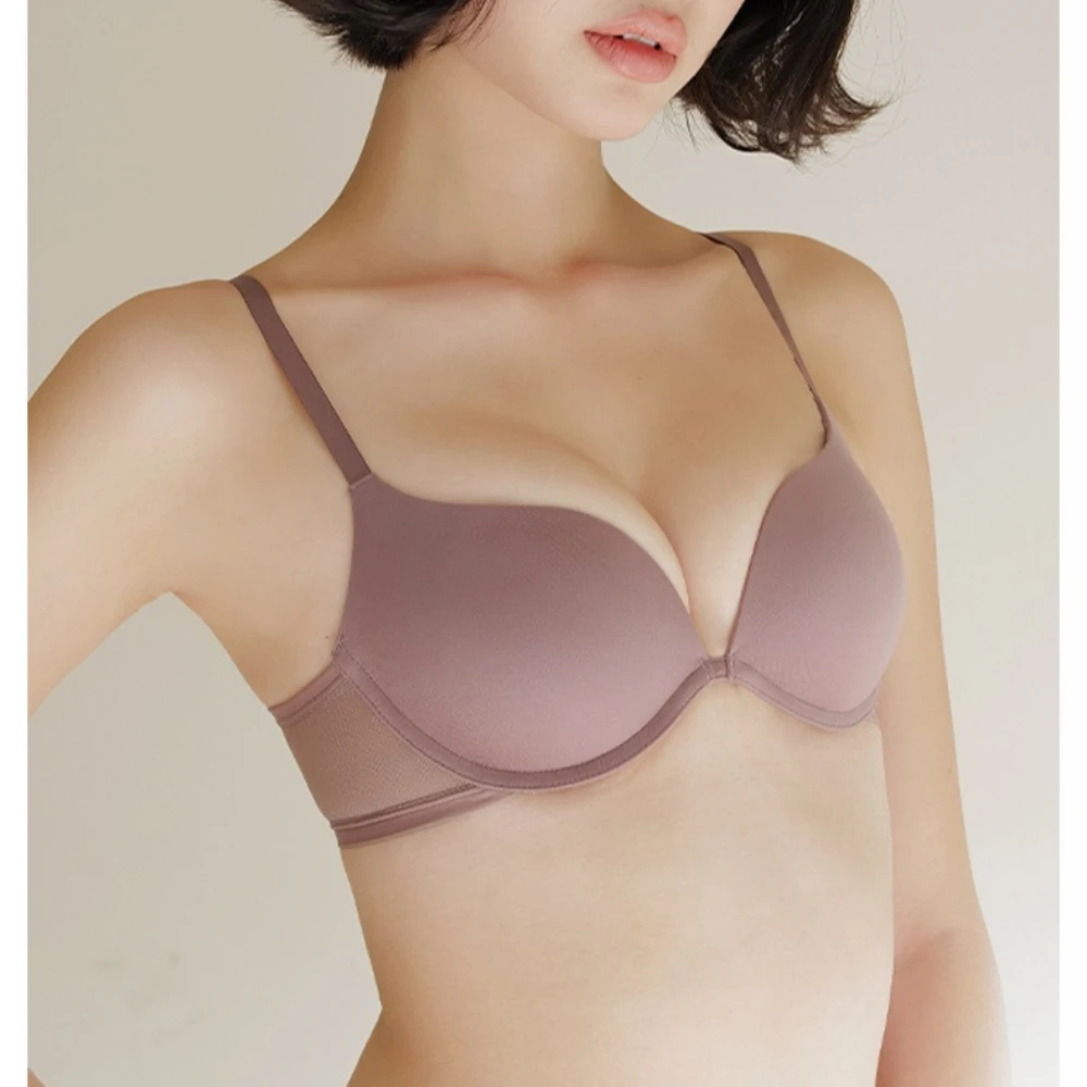 Summer Deep V Women's Bra Sexy Underwire Thin Version Traceless Push-up for Small Bust Minimalist Ventilate Bras
