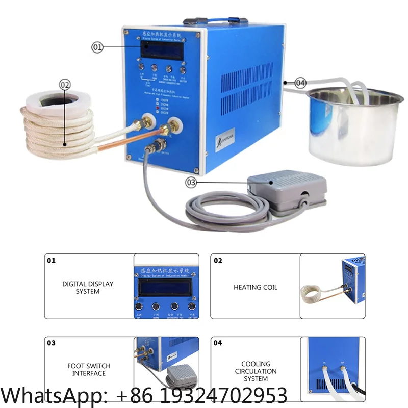 2/3KW Metal Heating Machine Hi.ghFre.quency Induction Heater 220V Quenching And Annealing Equipment Silver Gold Smelting Furnace