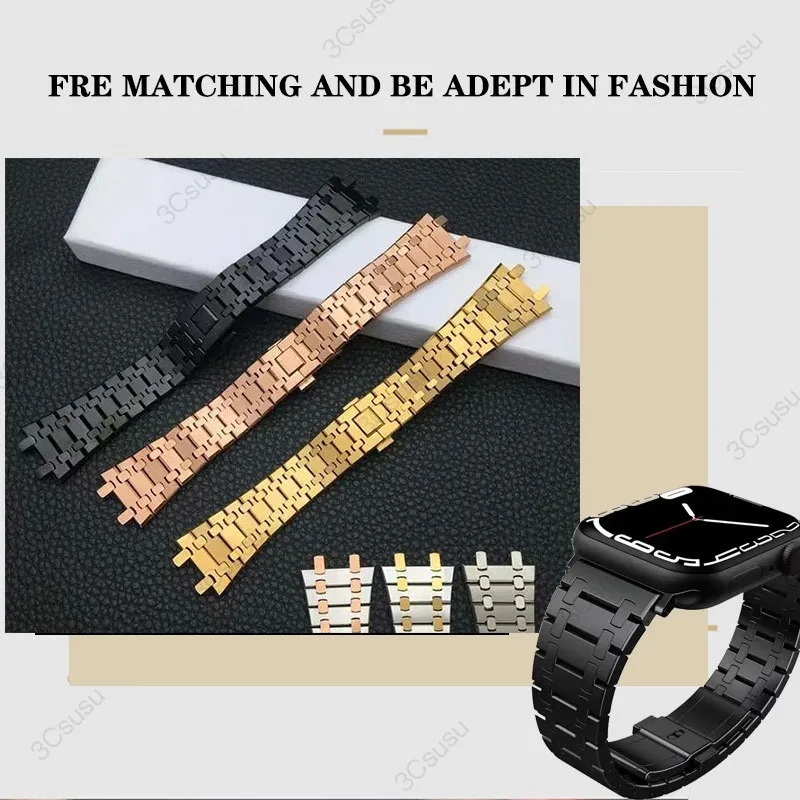 Luxury Bracelet Band For Apple Watch iwatch Ultra 9 8 7 6 5 4 SE Stainless Steel Strap 49mm 44mm 45mm 42mm 41mm AP royal Strap