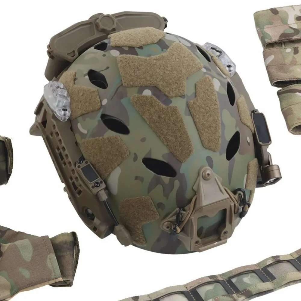 Tactical Modular ARC Rail Fast Helmet Set with Rail Battery Box IR/RED Light LED Flashlight Signal Light Hunting Airsoft Gear