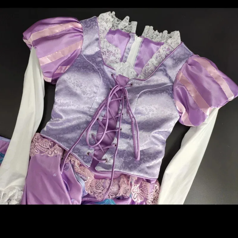 فيلم الأميرة رابونزيل تأثيري حلي يتوهم هالوين كرنفال حزب ثوب الكبار النساء فستان أرجواني KH2294