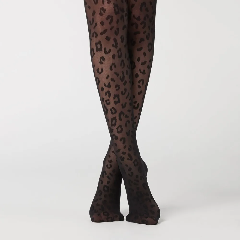 Sexy Vintage Leopard Print Black Pantyhose Women Fashion Slimmer Look Thin Style Stockings image 5