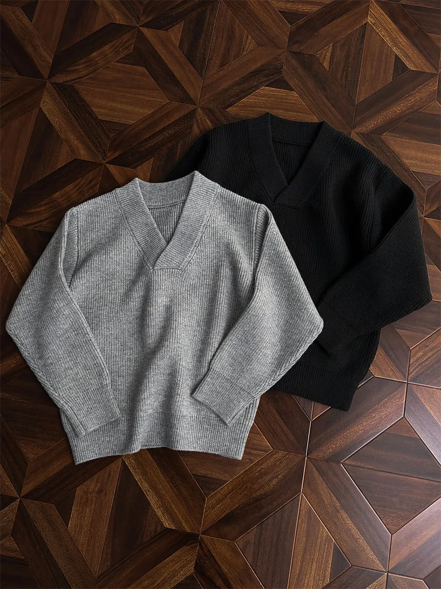 

American Retro V-Ne Sweater Men's Lazy Sle Trendy Knitted Loose Boting Yarn Autumn Winter Casual Long Sve Sweater