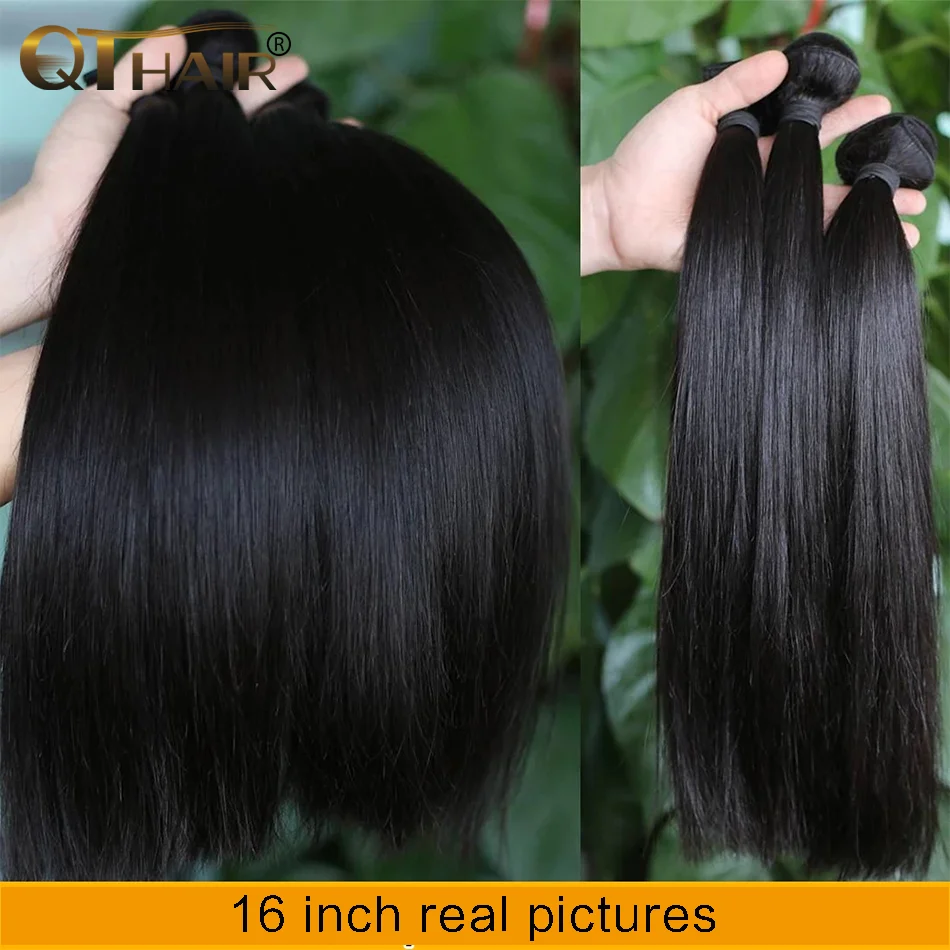 Mechones de pelo liso de hueso peruano, extensiones de cabello humano 100% de Color Natural, tejido Remy liso de 8-32 pulgadas, 1/3/4 mechones