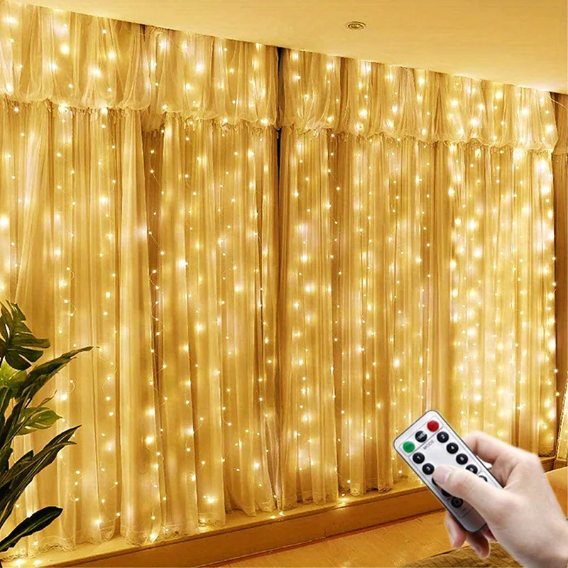 One Set，600PieceLED 6Rice*3Rice/19.6Feet*9.8Feet USBCurtain String，Christmas Garland Fairy Light with Remote ControlLEDLights We