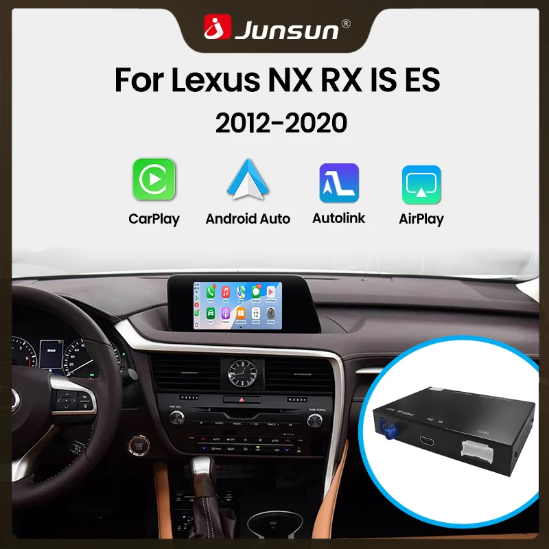 Module décodeur sans fil CarPlay Android Auto Junsun pour Lexus NX RX IS ES GS RC CT LS 2014-2019, interface Bluetooth Mirror Link Airpaly HDMI