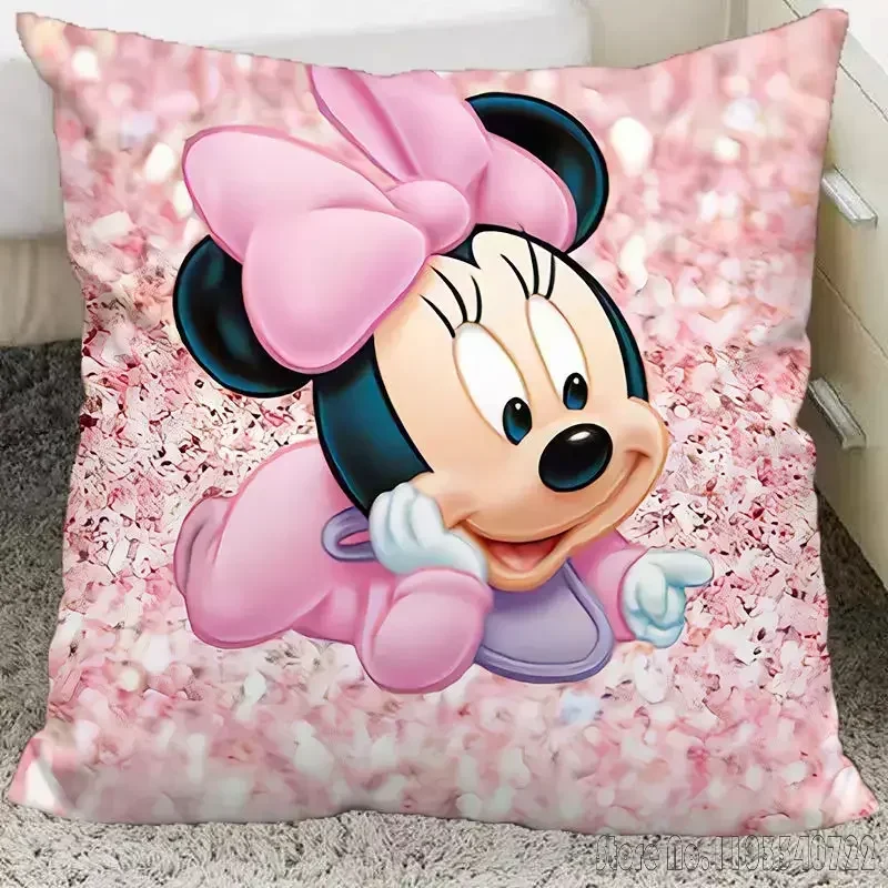 Disney Mickey Mouse Peripheral Anime Cushion Cover Plush Pillowcase Pillow Case Sofa Car Home Decor 45x45cm Kids Gift