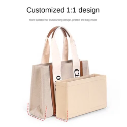 Borsa Organizer inserto borsa Storage feltro trucco Linner Bag con cerniera borsa di lusso da donna Cosmetic Tote Shaper per Woody Tote