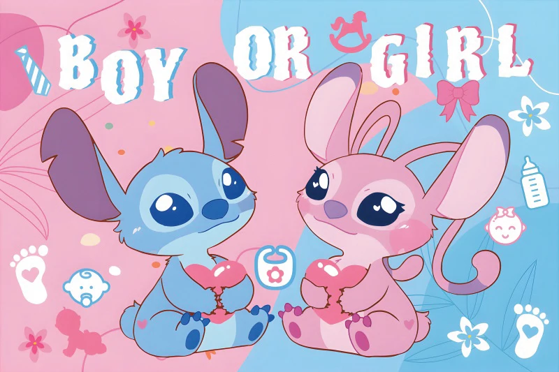 Latar belakang malaikat Disney Lilo dan Stitch untuk dekorasi pesta ulang tahun dekorasi anak laki-laki atau perempuan jenis kelamin memunculkan latar belakang kustom