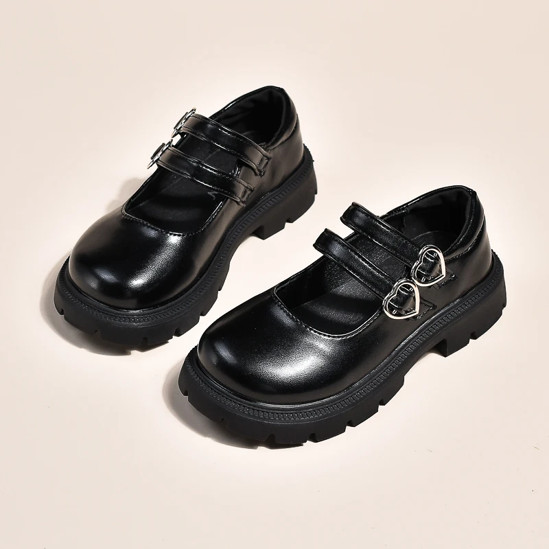 Girls Leather Shoes with Anti Slip Soft Sole Round Toe,Spring and Autumn PU Outdoor Kids Casual Leather Shoes Sandalias De Mujer