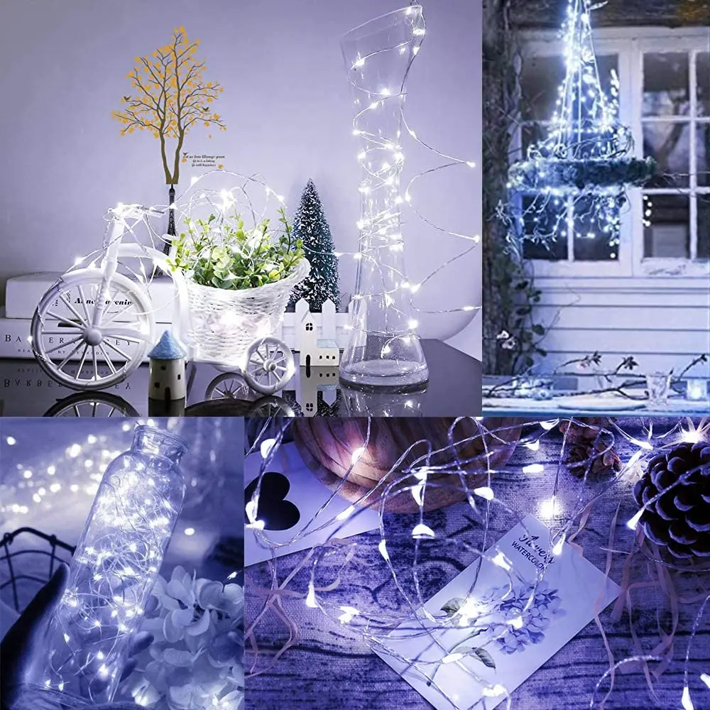 Imagem -05 - Led Copper Fairy Lights com Controle Remoto Usb Bateria Guirlanda de Natal Lâmpada de Corda Festa de Casamento Camping 10m 20m