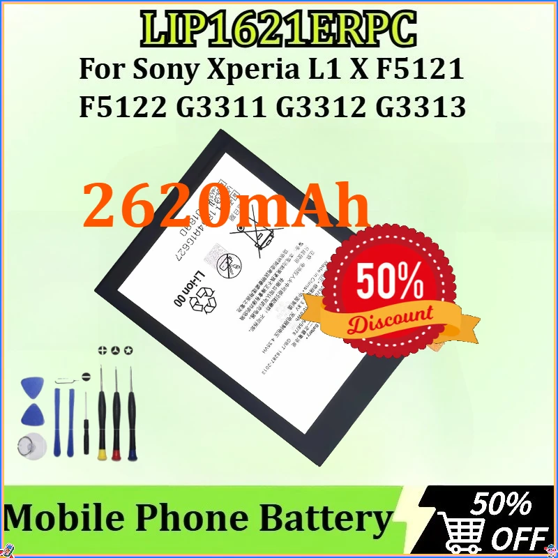 

High Quality New LIP1621ERPC Battery for Sony Xperia L1 X F5121 F5122 G3311 G3312 G3313 Mobile Phone Batteries 2620mAh + Tools