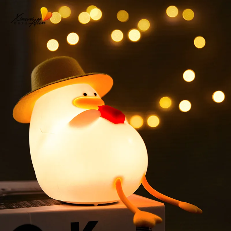 Electric Duck Bedroom Home Decor Slilcone Soft Lamp Rechargeable Kid Baby Nursery Proect LED Night Light Birthday Christmas Gift