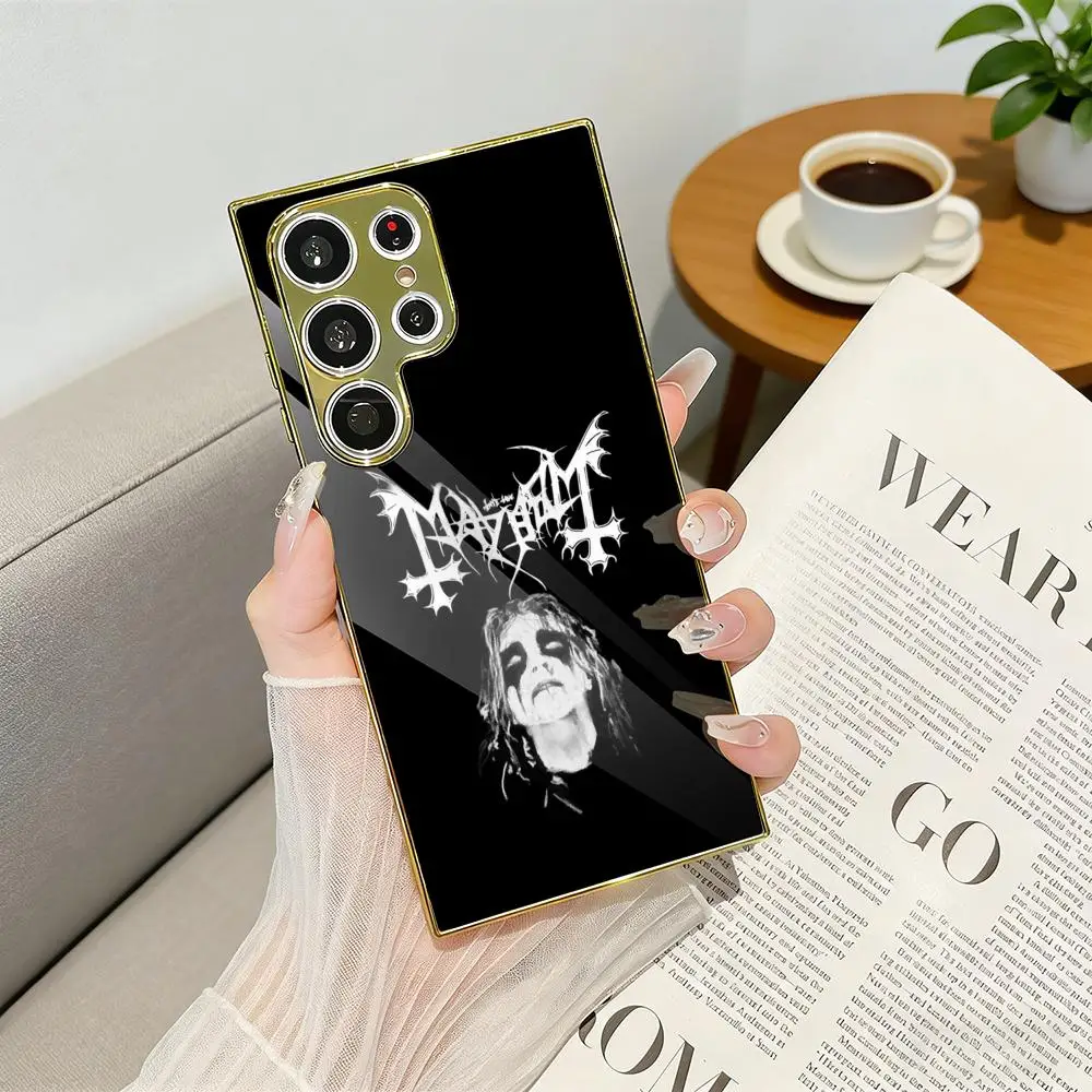 Singer M-Mayhem Phone Case Luxury Electroplated Metal Frame Phone Case for Samsung S25 S24 S23 Ultra Slim Cover