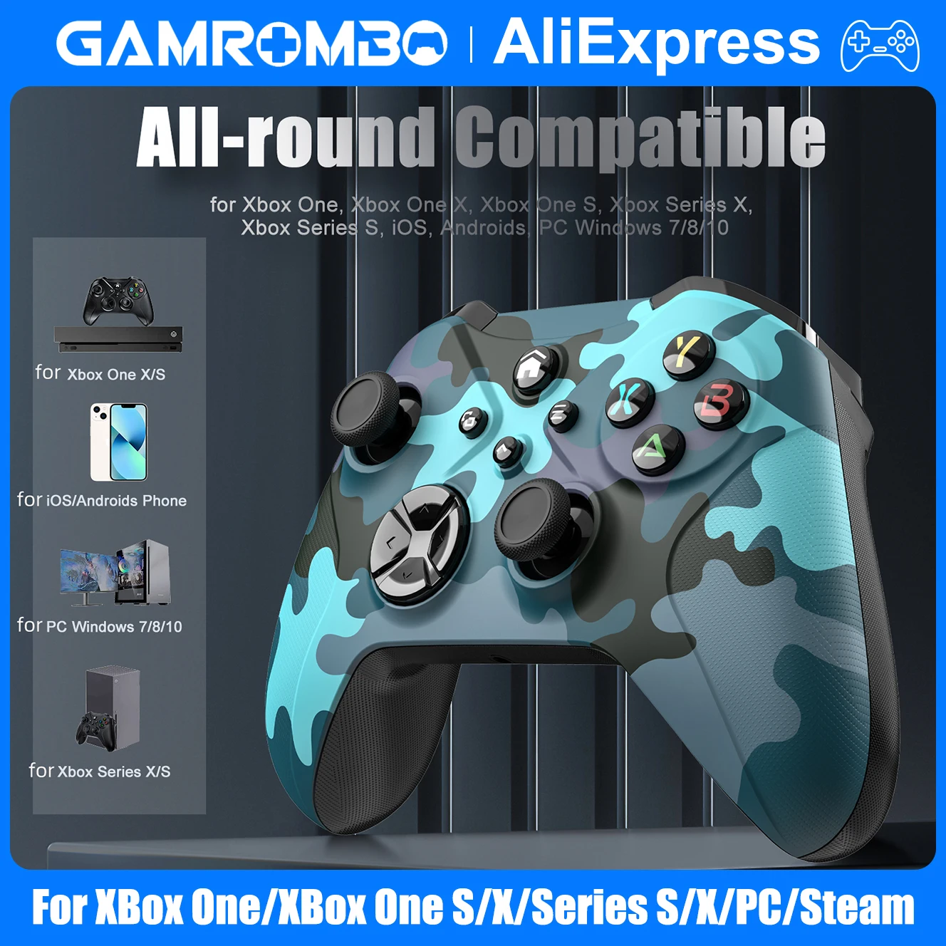 

Wireless Game Controller for XBox One S/X/Series S/X/PC/Steam Gamepad W/ Dual Vibration 6 Axis Gyro Turbo Funcs Gaming Joystick