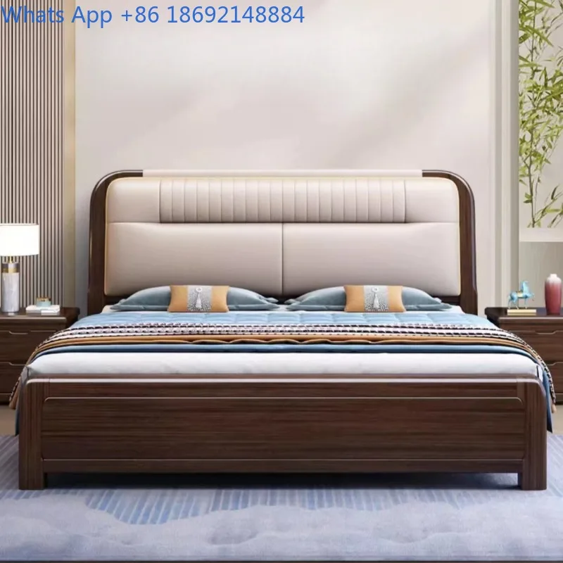 New Chinese Style Purple Sandalwood Thickened Solid Wood Bed 1.8m Master Bedroom Double Bed High-End Thickened