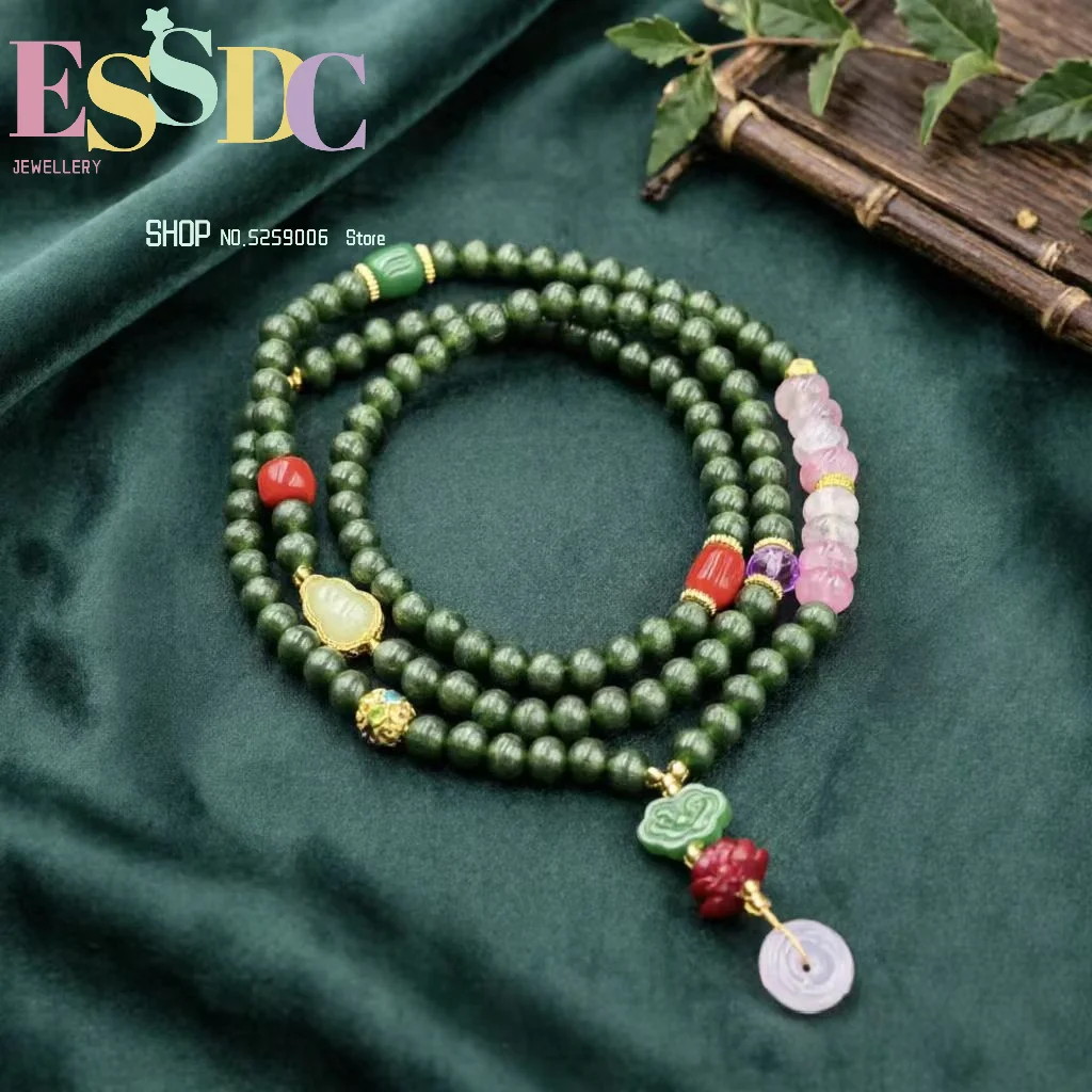 Tourmaline multi-circle bracelet jade safety buckle lotus glass double-circle bracelet versatile hand accessories the first