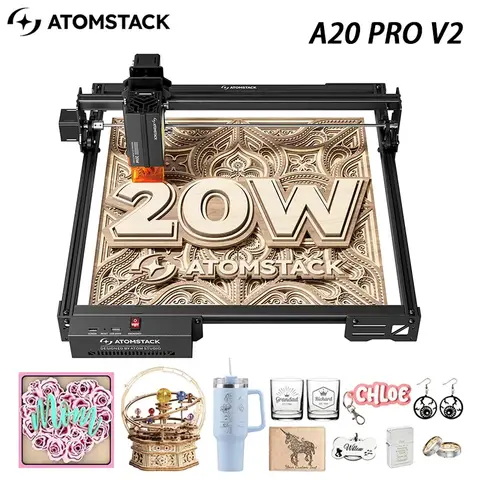 Atomstack A20 Pro V2 20W Professional Laser Cutter Engraver Desktop System 400x365mm Office Studio LightBurn CAD Compatible