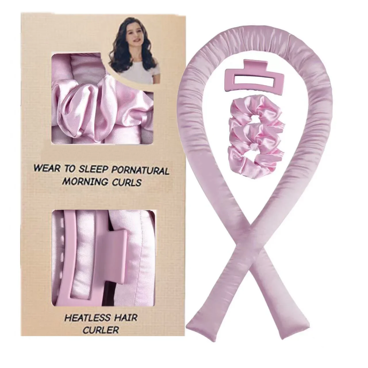 

1 шт. Простое создание естественных, объемных волн без утюжки и нагрева, идеально для ленивых, укладка перед сном и завитки для пробуждения с локонами.