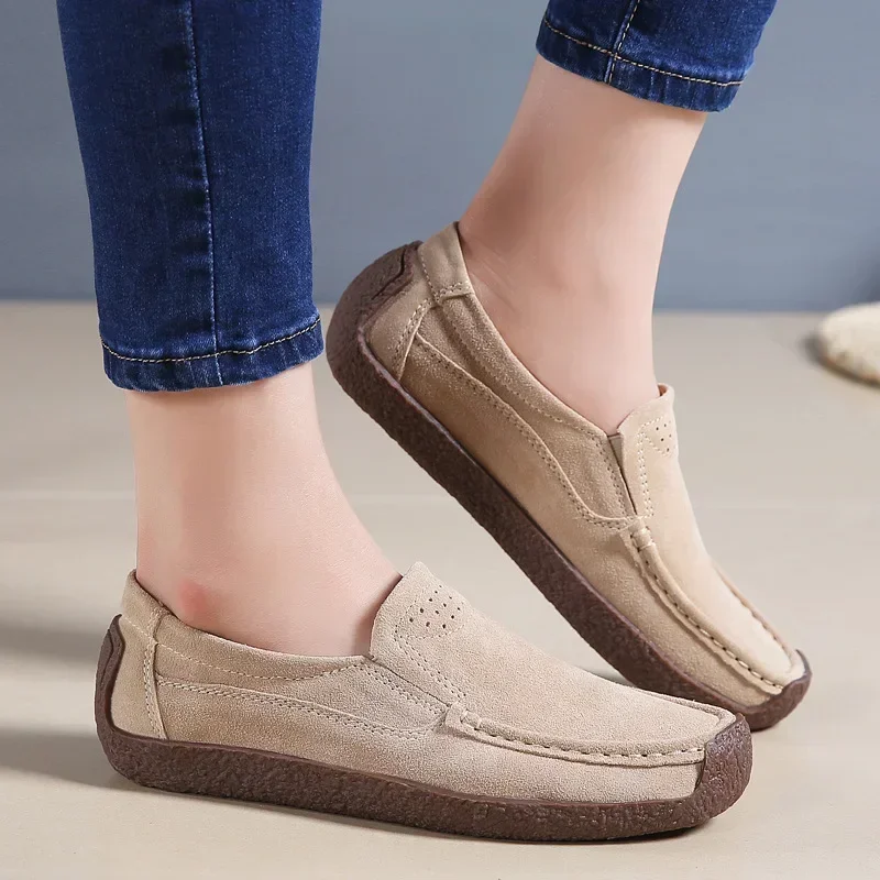 Women Slip on Loafers Shoes for Ballet Flats Ladies Spring Microfiber Retro Flats Shoes Female Spring Moccasins Casual Sneakers