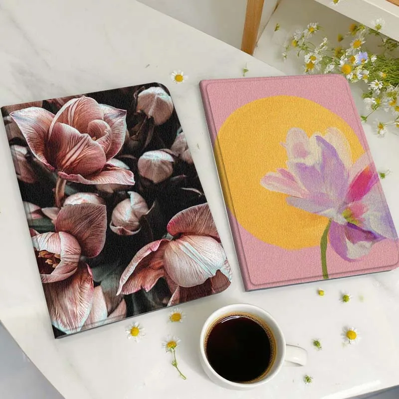 

Pink Tulip Flower Bouquet Gift Tablet Case For Huawei Honor MatePad MediaPad Air 5 6 7 11 V6 V7 V8 V9 X9 X8 T10 T10s C5e T5