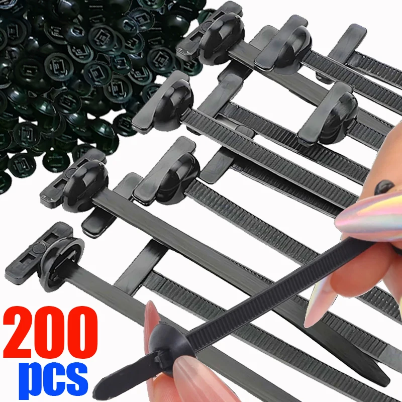 

2/200 шт. самоблокирующиеся нейлоновые кабельные стяжки, многофункциональные стяжки для электрических кабелей, удобная автомобильная перегородка, фиксирующая стяжка, поставка домашних креплений