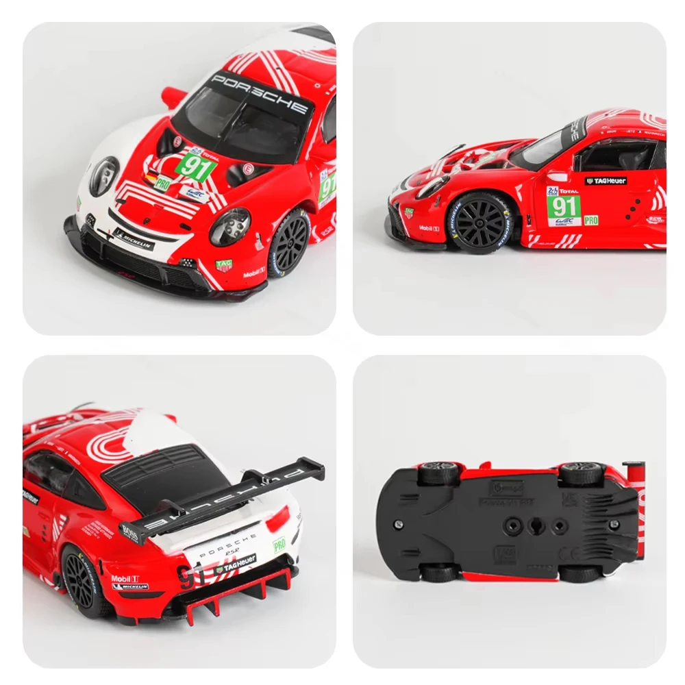 Bburago 1:24 Scale Porsche 911 RSR LM 2020  Weissach alloy racing car  Luxury Vehicle Diecast Car Model Toy Collection Gift