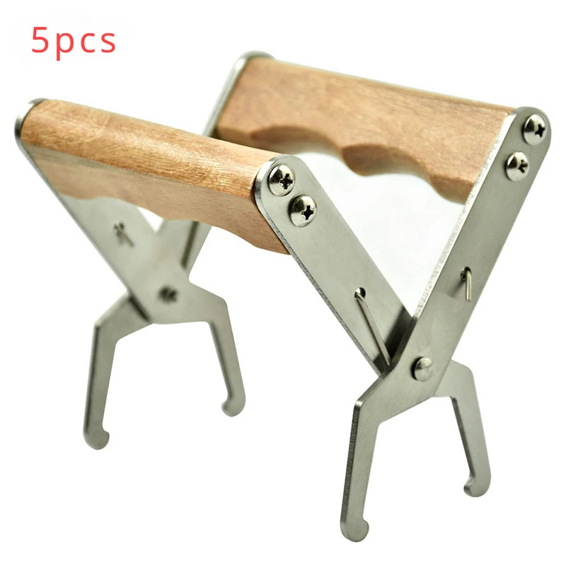 5pcs Stainless Steel Wooden Handle Spleen Lifting ClipSpleen Lifter Hive Frame ClipBeekeeping ToolsHigh Quality