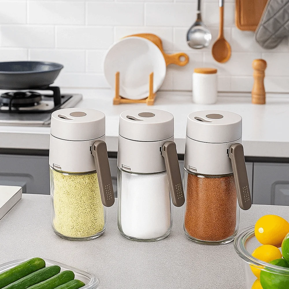 

3 шт., 180/250 мл, количественный спринклер, нажимной тип, 0,5 грамма, стеклянная бутылка для приправ, герметичный влагостойкий контейнер для приправ, барбекю