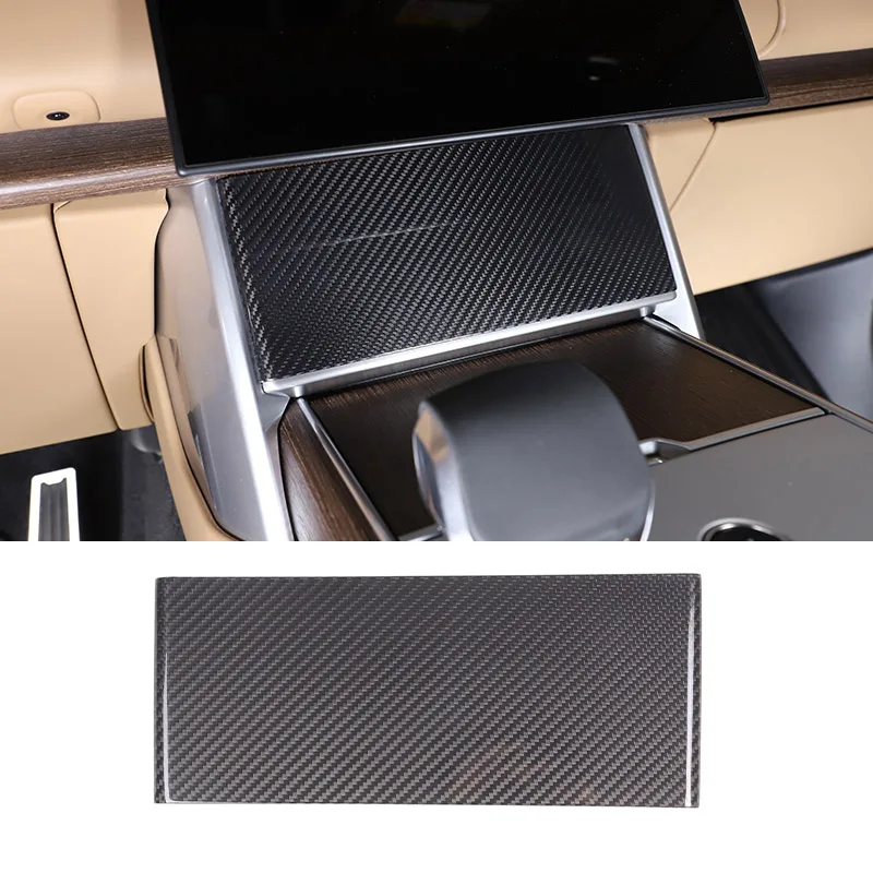 Real Carbon Fiber For Range Rover Vogue 2024 2025 Car Center Navigation Lower Decorative Panel Cover Sticker Car Accessories